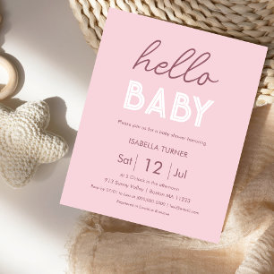 Rose Bonjour bébé Invitation Baby shower