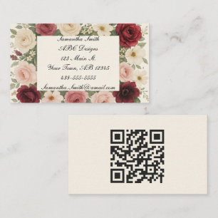 Rose Boquet QR Code Cartes de visite