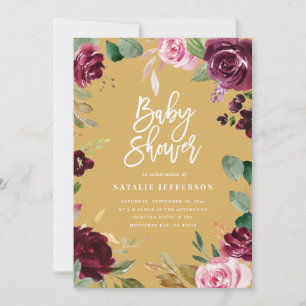 Rose, bordeaux + fig aquarelle floral et script