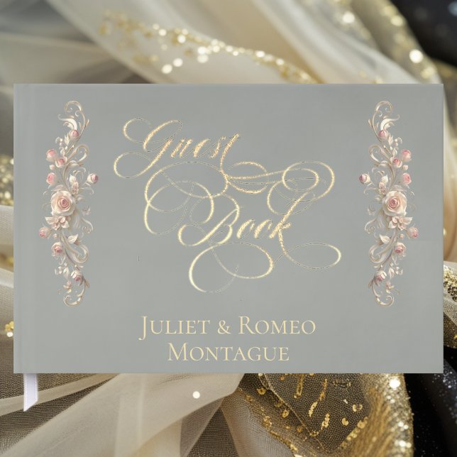 Rose Border & Heart Monogram - Livre d'or Vert Sau (Créateur téléchargé)