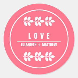 Rose Branches Blanches Mariage Favor Stickers