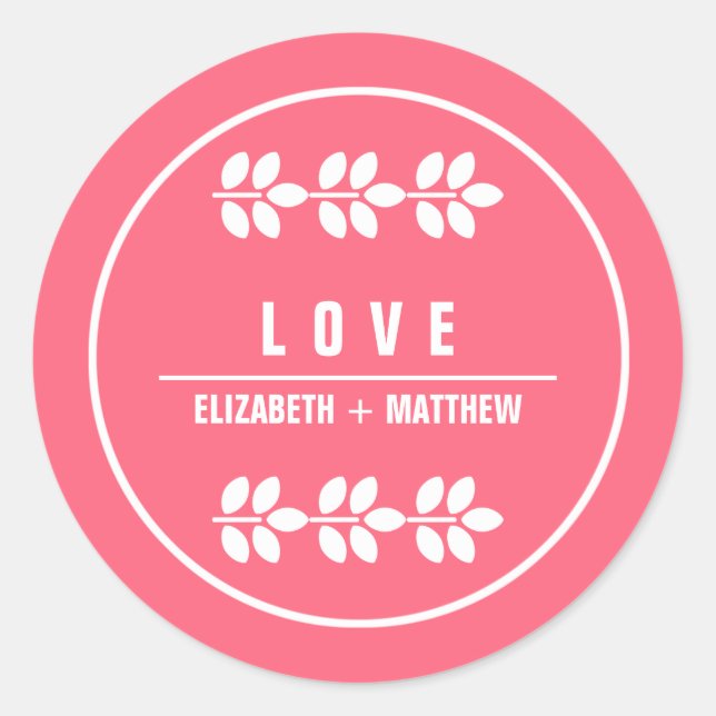 Rose | Branches Blanches Mariage Favor Stickers (Devant)