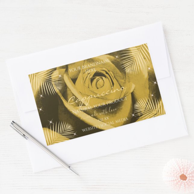 Rose Brown jaune avec Feuilles de palme Étiquettes (Enveloppe)