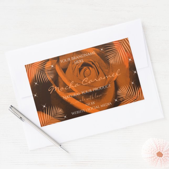 Rose Brown orange avec Feuilles de Palm Étiquettes (Enveloppe)