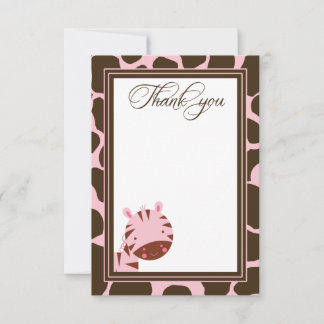 Rose + brune zèbre filles merci carte à plat