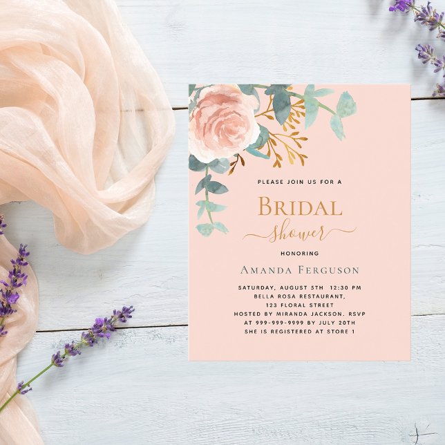 Rose budget de pêche en or Poudre nuptiale invitat (Créateur téléchargé)