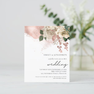 Rose Budget Gold Champagne Florals Invitation de m