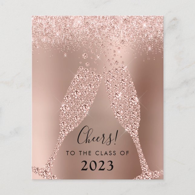 Rose Budget Gold Champagne Grad Party Invitation (Devant)