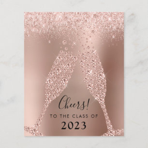 Rose Budget Gold Champagne Grad Party Invitation