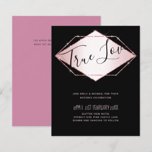 Rose budget Gold Foil Look Mariage géométrique