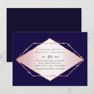 Rose budget Gold Foil Look Mariage géométrique