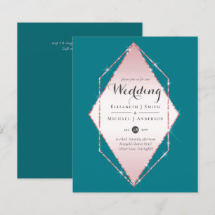Rose budget Gold Foil Look Mariage géométrique