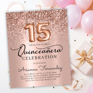 Rose Budget Gold Foil Quinceañera Anniversaire Inv