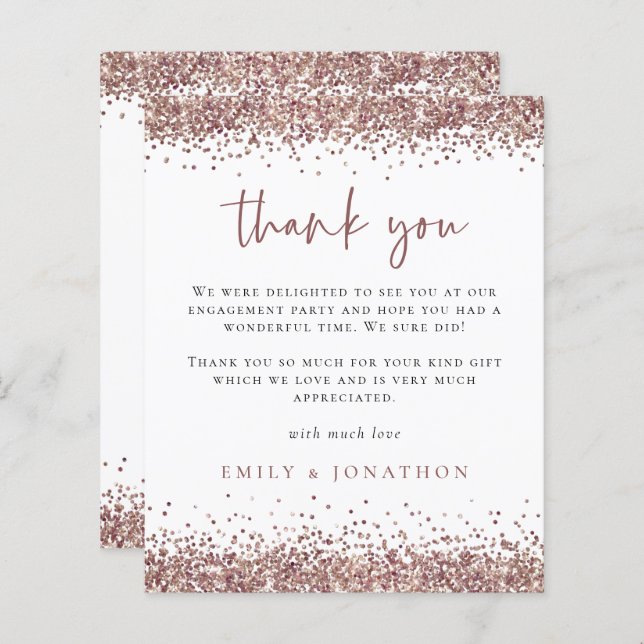 Rose Budget Gold Parties scintillant Engagement Pa (Devant / Derrière)