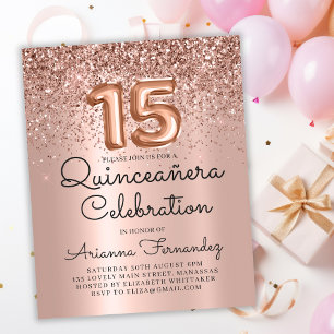 Rose Budget Gold Quinceañera 15e anniversaire Invi