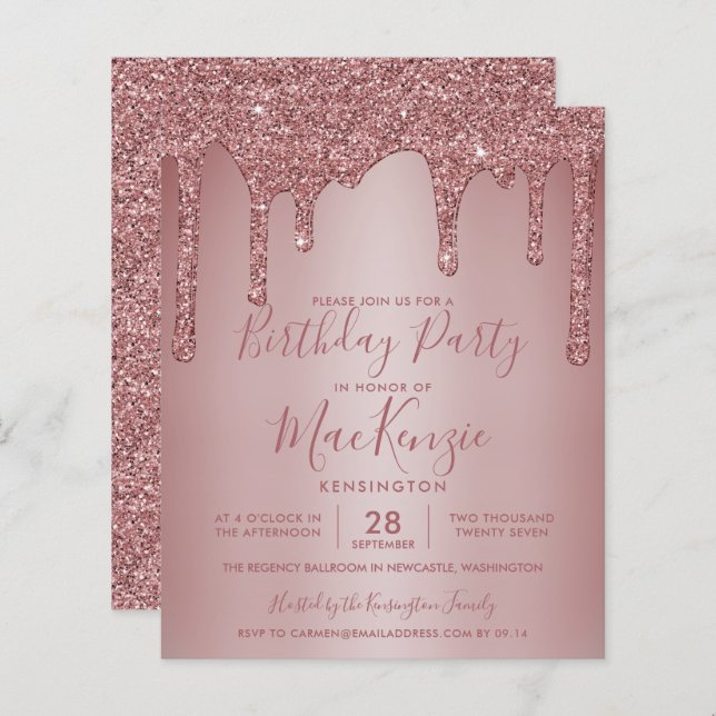 ROSE BUDGET  Gold Sparkle Parties scintillant Drit (Devant / Derrière)