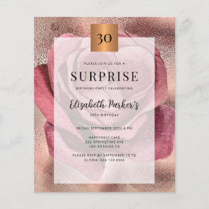 Rose budget or 30e anniversaire invitation