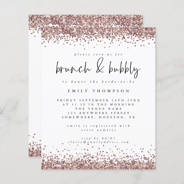 Rose budget Parties scintillant Brunch Fête des ma (Devant / Derrière)