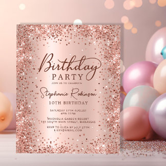 Rose Budget Parties scintillant or 10e anniversair