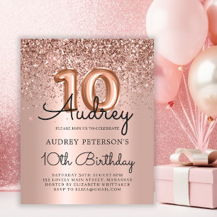 Rose Budget Parties scintillant or 10e anniversair