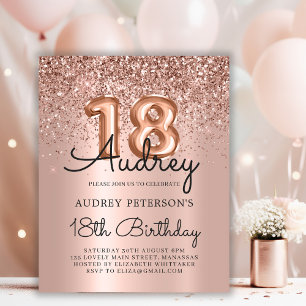 Rose Budget Parties scintillant or 18e anniversair