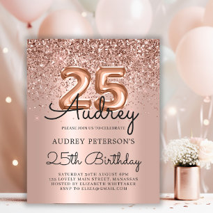 Rose Budget Parties scintillant or 25e anniversair