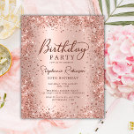 Rose Budget Parties scintillant or 30e anniversair<br><div class="desc">Budget Moderne rose élégant or métallique et parties scintillant 30e anniversaire invitations de fête. Ce design de carte à poutres adultes est composé d'un script de calligraphie manuscrit élégant, d'un arrière - plan métallique en faux or rose ou rose avec cadre de parties scintillant en glam autour. Facile à personnaliser,...</div>