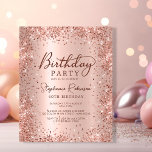 Rose Budget Parties scintillant or 40e anniversair<br><div class="desc">Budget Moderne élégant rose or métallique et parties scintillant 40e anniversaire invitations de fête. Ce design de carte à poutres adultes est composé d'un script de calligraphie manuscrit élégant, d'un arrière - plan métallique en faux or rose ou rose avec cadre de parties scintillant en glam autour. Facile à personnaliser,...</div>