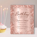 Rose Budget Parties scintillant or 60e anniversair<br><div class="desc">Budget Moderne élégant rose or métallique et parties scintillant 60e anniversaire invitations de fête. Ce design de carte à poutres adultes est composé d'un script de calligraphie manuscrit élégant, d'un arrière - plan métallique en faux or rose ou rose avec cadre de parties scintillant en glam autour. Facile à personnaliser,...</div>