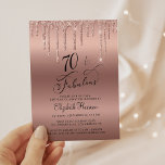 Rose Budget Parties scintillant or 70e anniversair<br><div class="desc">Élégante,  chic et économique invitation à la fête du 70e anniversaire avec "70 & Fabulous" écrit en script élégant contre un arrière - plan d'or rose,  avec parties scintillant d'or rose faux goutte du haut. Vous pouvez personnaliser avec son nom et les détails de la fête du soixante-dixième anniversaire.</div>