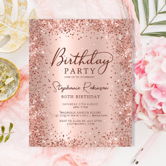 Rose Budget Parties scintillant or 80e anniversair