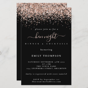 Rose Budget Parties scintillant or Noir Hen Night 