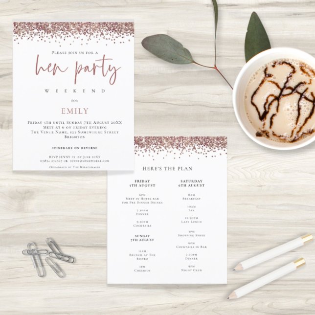 Rose Budget Parties scintillant or Week-end Hen In (Créateur téléchargé)