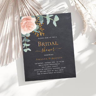 Rose budget tableau noir Douche nuptiale invitatio