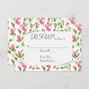 Rose Buds Sur Blanc Mariage RSVP