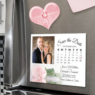 Rose Calendrier & Photo Enregistrer la date Magnet