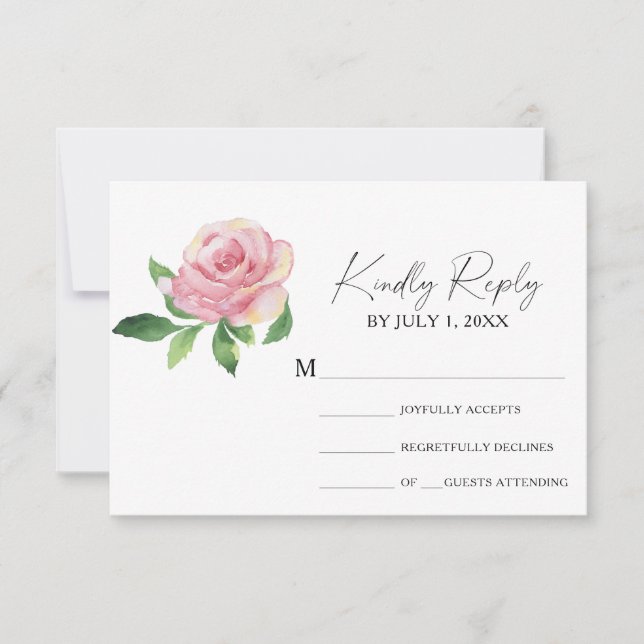 Rose - Carte de réponse de mariage (Devant)