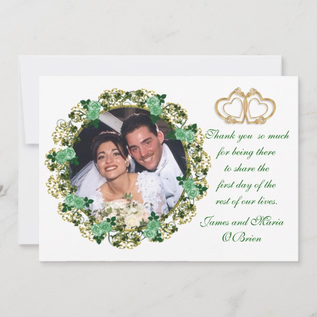 rose carte photo Merci irlandais (Devant)