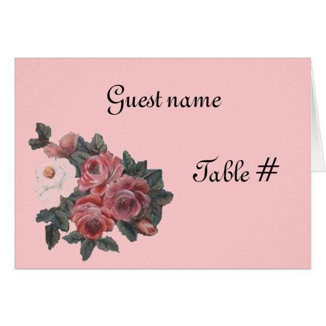 Rose - carton de table de mariage (Devant Horizontal)