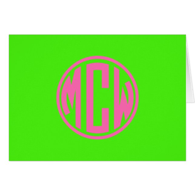Rose Chaud Vert Citron Préparatifs Cercle Monogram (Devant Horizontal)