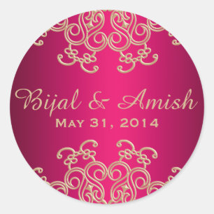 ROSE CHAUDE ET INDIEN OR INSPIRÉ MERCI ÉTIQUETTE