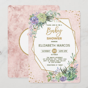 Rose Chic Gold Fiesta Baby shower Invitation géomé