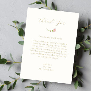 Rose chic Mariage plat Carte de remerciements