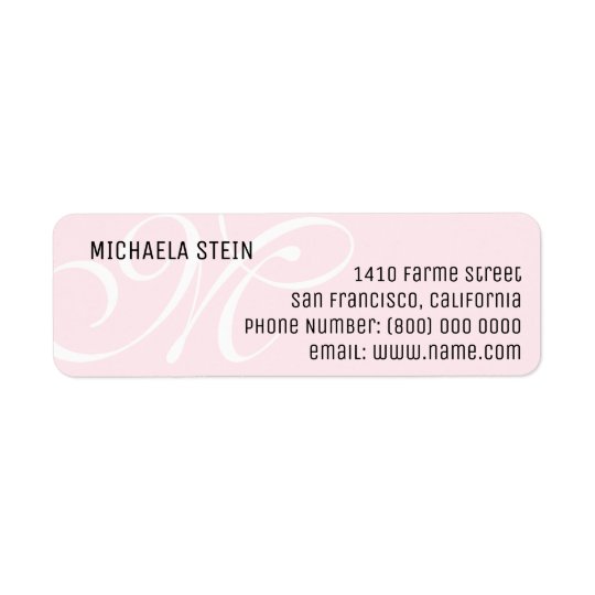 rose-clair élégant et décoré d'un monogramme étiquettes d’adresse retour