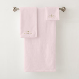 Rose clair monogramme   Elégant Bain minimaliste O