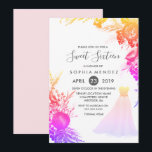 Rose coloré Gown Floral Sweet 16 invitation<br><div class="desc">Pink Colorful Gown Floral Sweet 16 invitation Design avec l'aimable autorisation de www.createthecut.com Voir la collection correspondante en niche et magasin de niche</div>