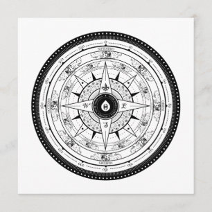 Rose Compass - Carte d'invitation Carré (blanc)