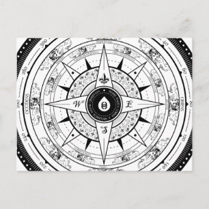 Rose Compass - Carte postale (Blanc)