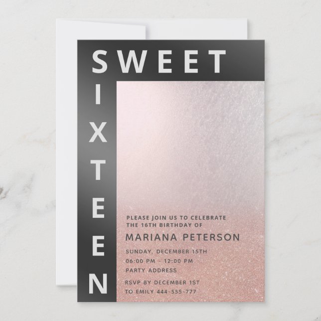 rose cool or moderne simple typographie invitation (Devant)