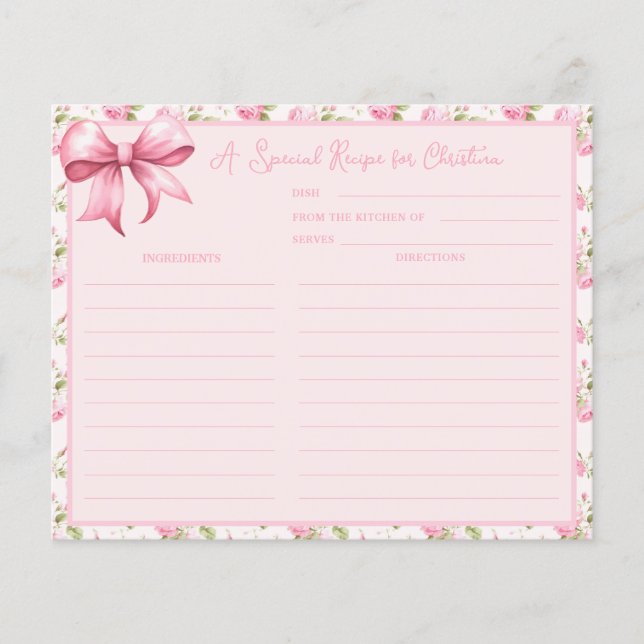 Rose Cottage Coquette Fête des mariées Recette Car (Devant)